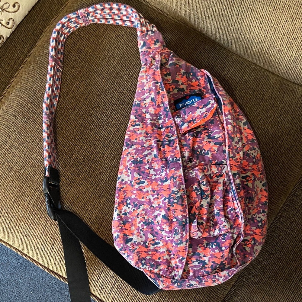 Kavu purple orange Floral Camo Rope Sling Bag